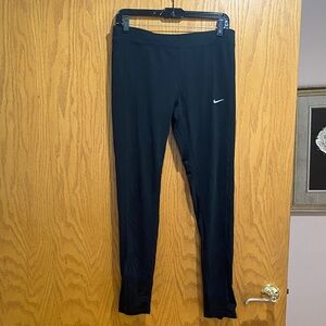NWOT Nike Black Workout Leggings with Reflective Ankle Zippers Size L